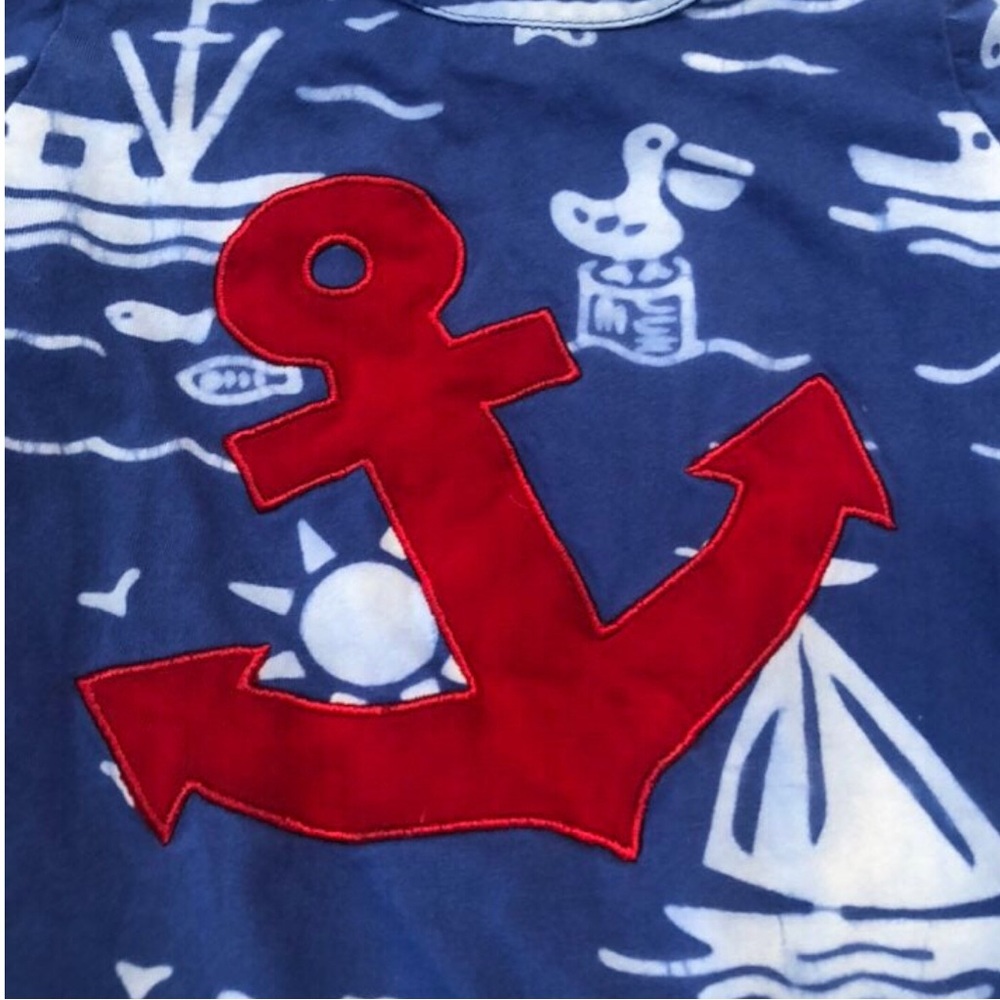 Koko Nut Milk Brand Blue And Red Nautical Anchor Sleep Gown For Baby in Size 3 M - Picture 2 of 4